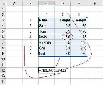 Index formula Excel