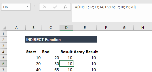 INDIRECT Function - Example 1b