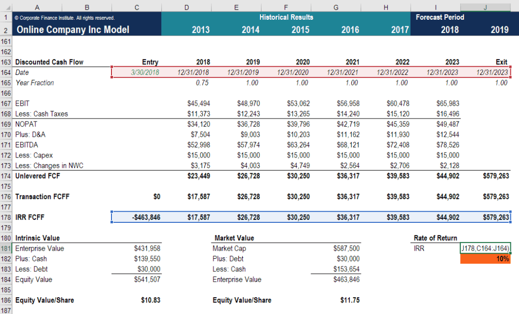 calculate the irr from cashflows