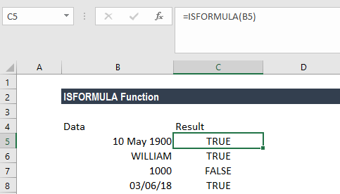 ISFORMULA Function - Example 1a