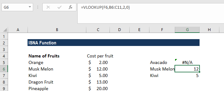 ISNA Function - Example 1