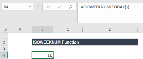 ISOWEEKNUM Function - Example 3a