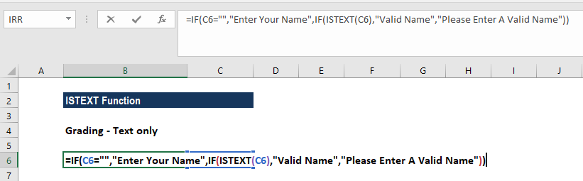 ISTEXT Function - Example 3