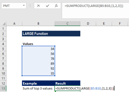 Excel LARGE Function - Formula, Example, How to Use in Excel