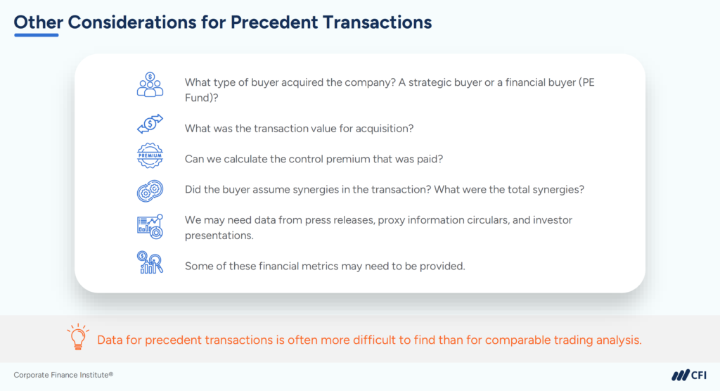 Learning Valuation - Other Considerations for Precedent Transactions