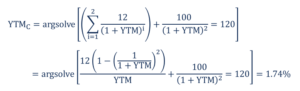 Matrix Pricing - Bond Price Formula calculation Step 2
