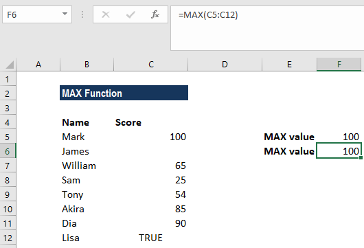 MAX Function - Example 1c