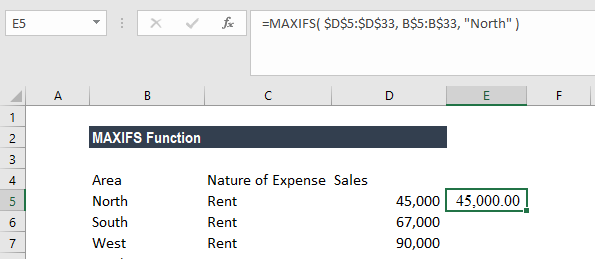 MAXIFS Function - Example 1