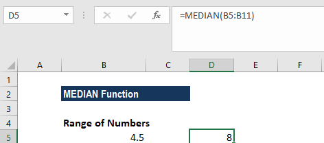 MEDIAN Function - Example 1a