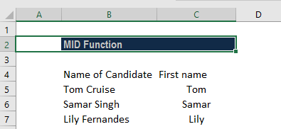 MID Function - Formula, Examples, How to Use MID Function