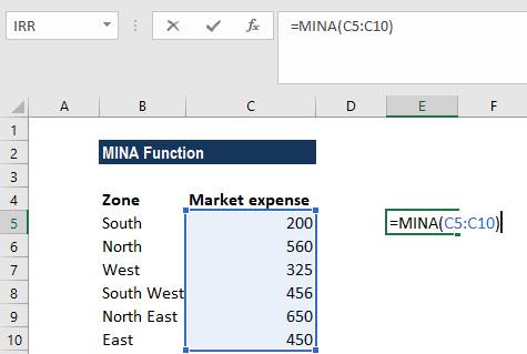MINA Function - Example 1