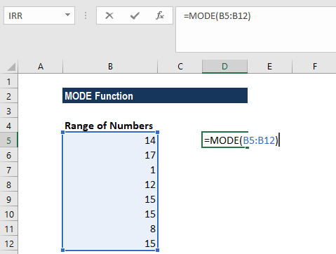 MODE Function - Example 1