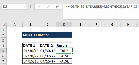 MONTH Function - Example 2b