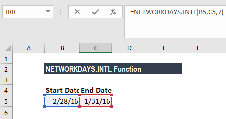 NETWORKDAYS.INTL Function - Example 2