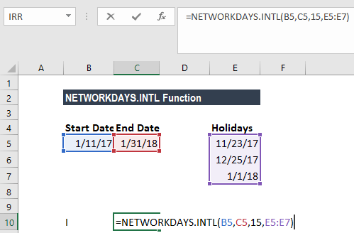 NETWORKDAYS.INTL Function - Example 3