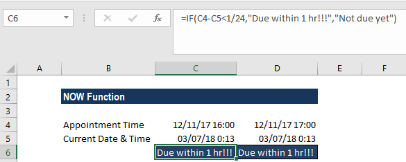 NOW Function - Example 2c