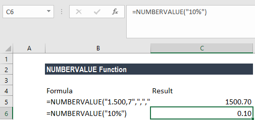 NUMBERVALUE Function - Example 1