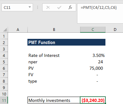 PMT Function - Example 1b