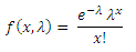 Poisson probability mass function