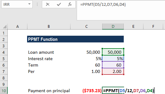 PPMT Function - Example 1a