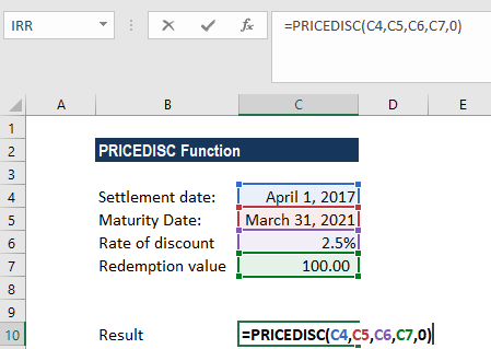 PRICEDISC Function