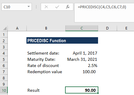 PRICEDISC Function - Example