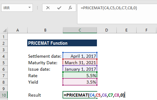 Pricemat Function Formula Examples How To Price A Bond