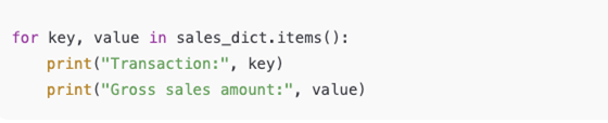 Looping Through Keys and Values in a Dictionary