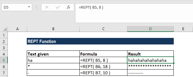 REPT Function - Example 1