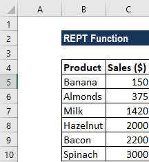 REPT Function - Example 2