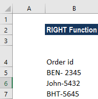 RIGHT Function - Example 2
