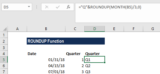 ROUNDUP Function - Example 2a
