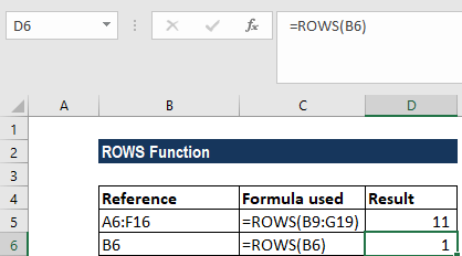 ROWS Function Formula Example Template Excel