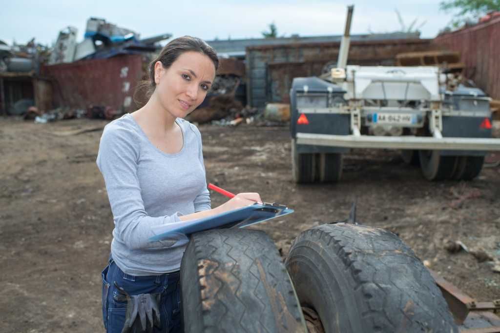 Lady calculating salvage value