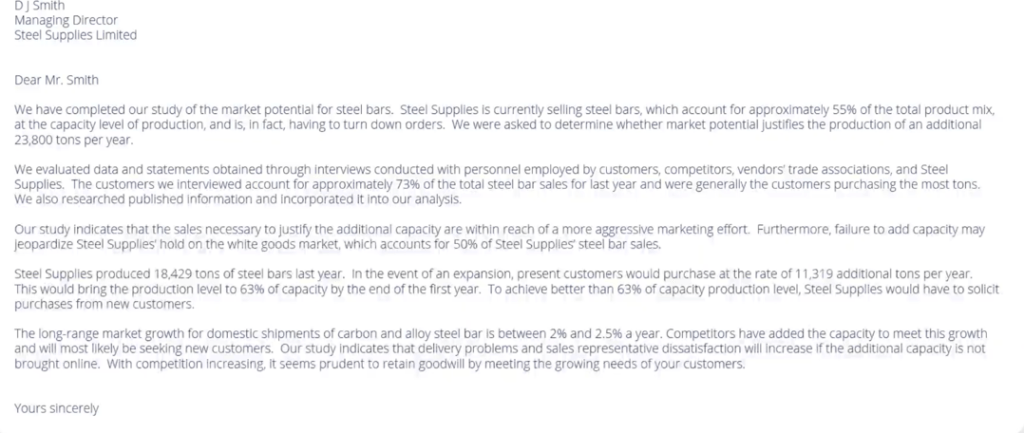 Sample Letter without SCQA