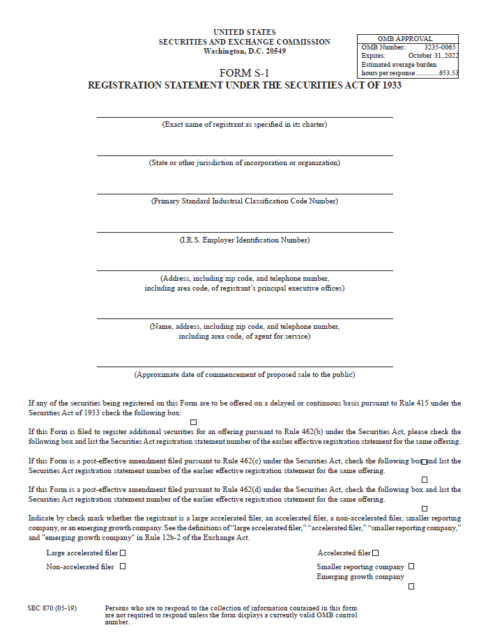 Registration Statement on Form S-1