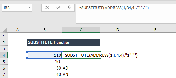 SUBSTITUTE Function - Example 2a