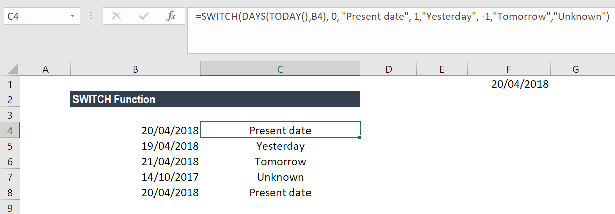 SWITCH Function - Formula, Example, Sample, Excel