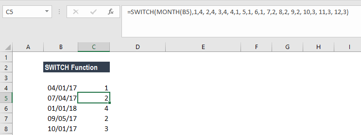 SWITCH Function - Formula, Example, Sample, Excel