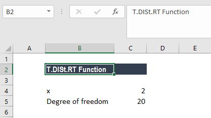 T.DIST.RT Function - Example 2