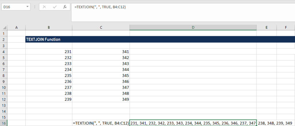 TEXTJOIN Function - Example 2a