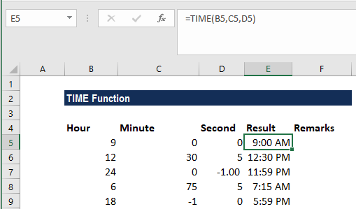 TIME Function - Example 1a
