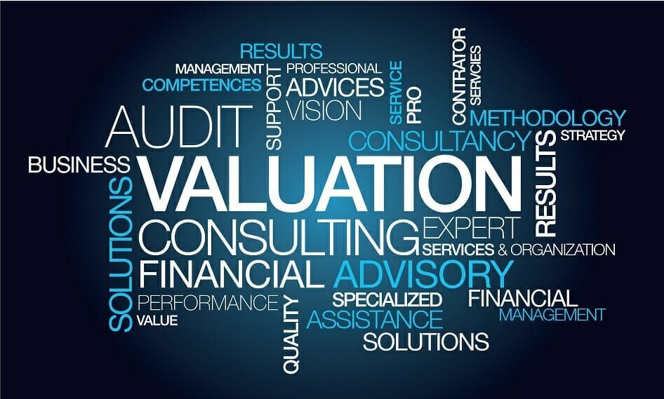 Valuation - Image of a word cloud with terms related to valuation