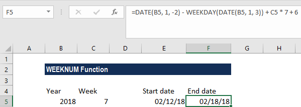 WEEKNUM Function - Example 2d