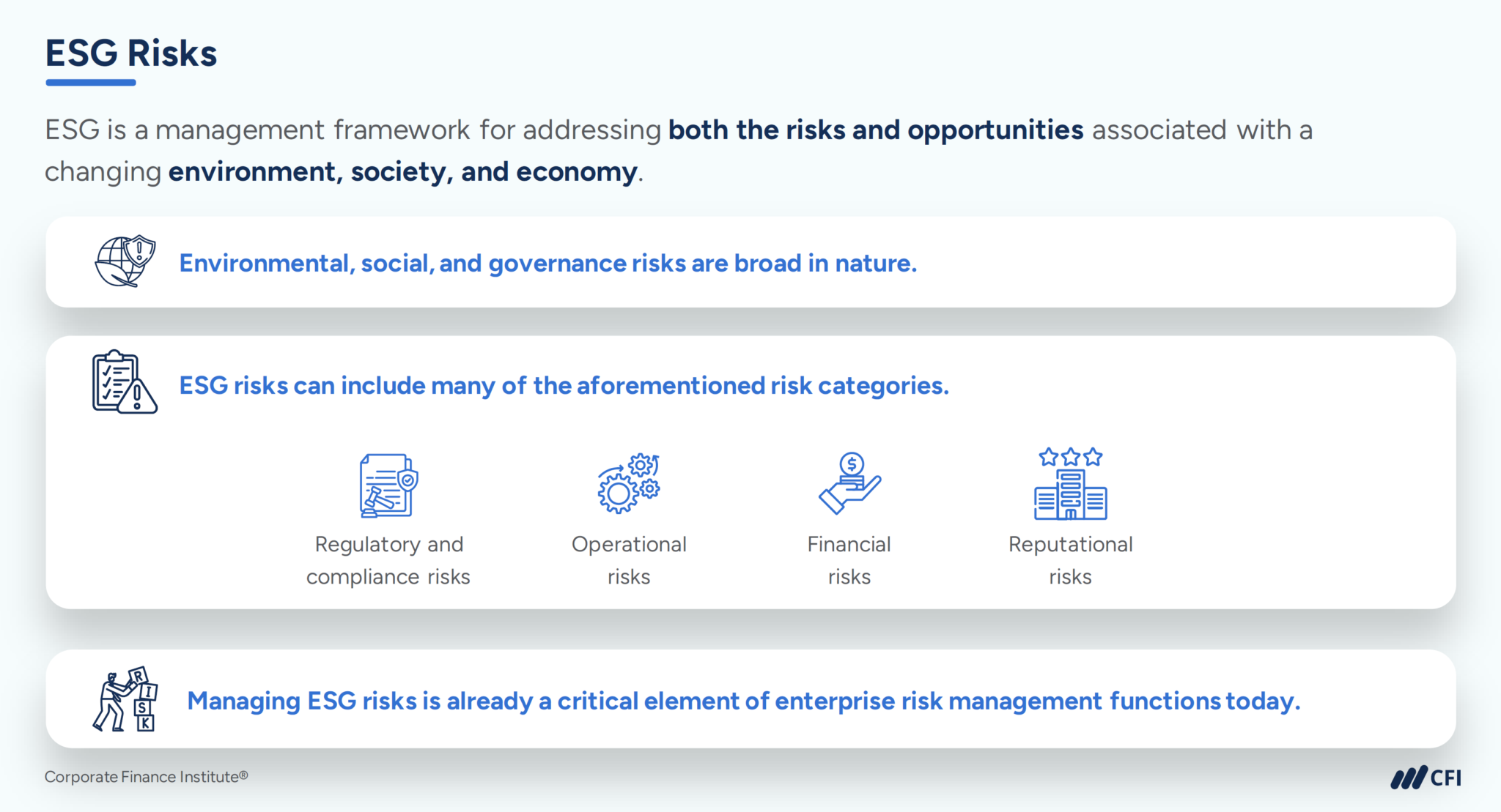 Esg Reduce Risk What are ESG Risks? A Guide for Finance Professionals | CFI