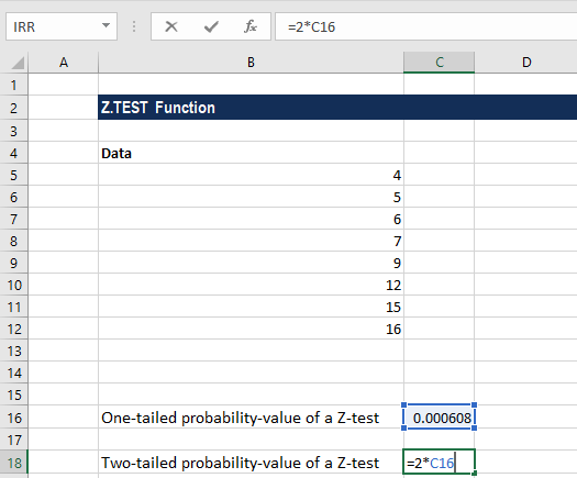 Z.TEST - Example 1b